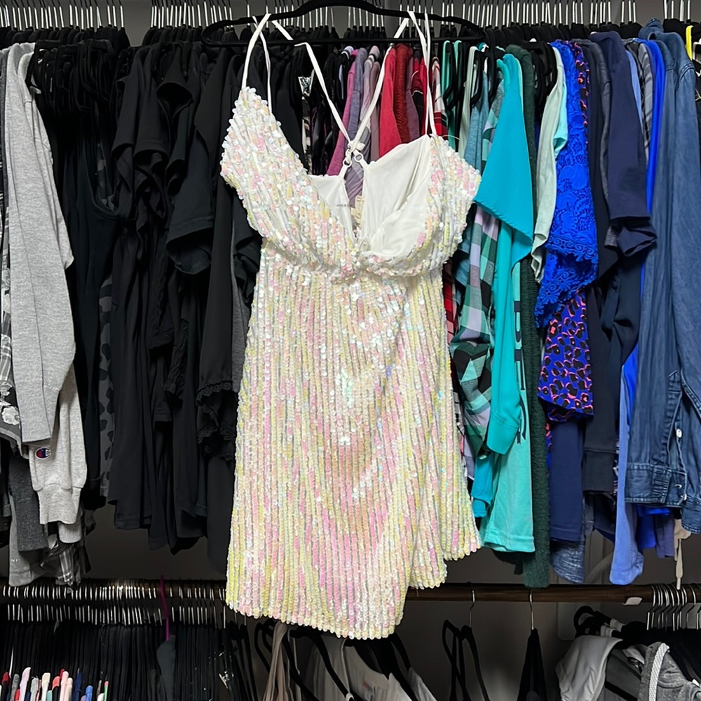 Southern Fried Chics White Sequin Dress XXL